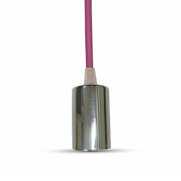 LAMPADARIO CON PORTALAMPADA CROMO DOME ROSA CHIARO CAVO