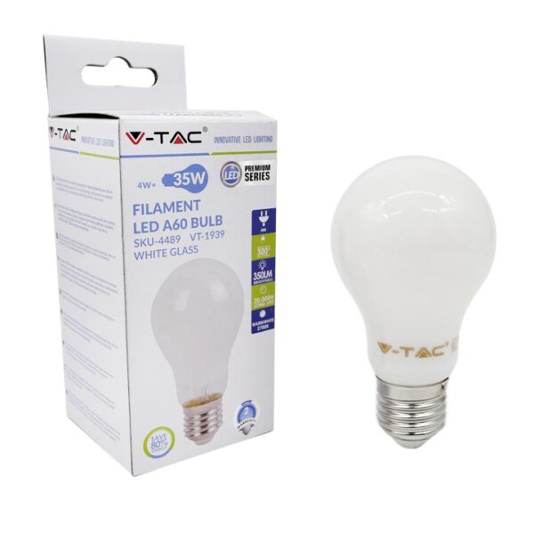 LAMPADINA LED - 4W FILAMENTO E27 A60 BIANCA BIANCO NATURALE 4000K