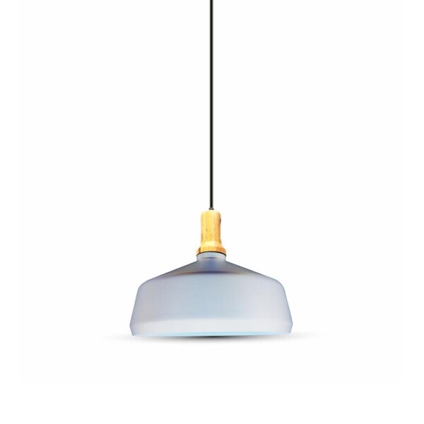 LAMPADARIO CON PORTALAMPADA PARABOLA BIANCA BASE IN LEGNO AMPIO  350