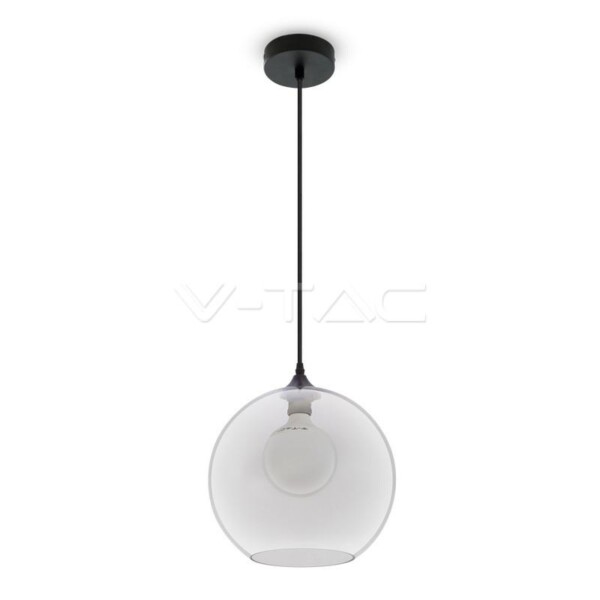 LAMPADARIO CON PORTALAMPADA GLOBO VETRO TRASPARENTE  300MM