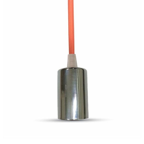 LAMPADARIO CON PORTALAMPADA CROMO DOME ARANCIONE CHIARO CAVO