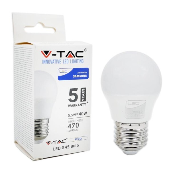 LAMPADINA LED - SAMSUNG CHIP 5.5W E27 G45 PLASTICA BIANCO NATURALE 4000K