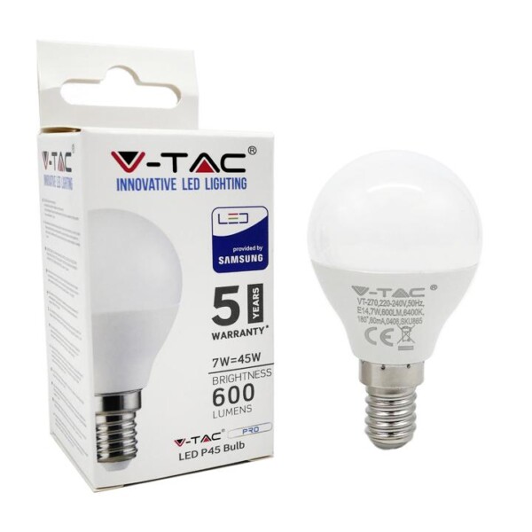 LED LAMPADINA - SAMSUNG CHIP 7W E14 P45 PLASTICA 3000K