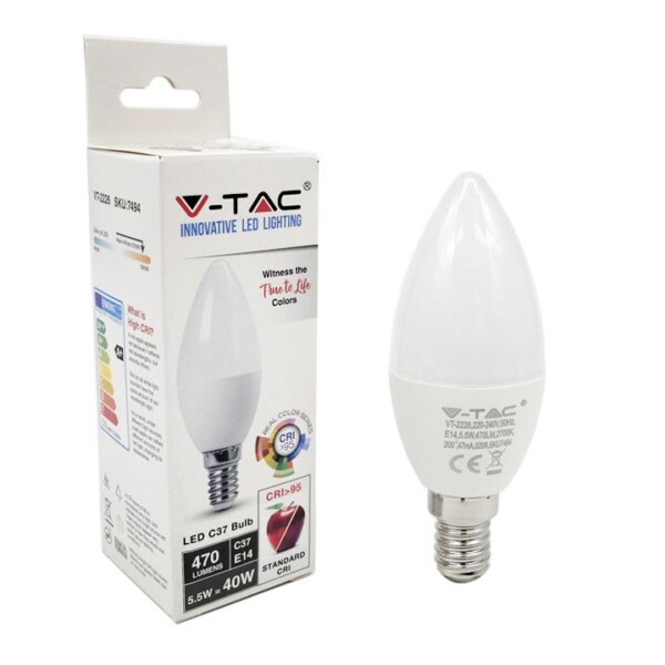 LED LAMPADINA 5.5W E14 C37 CANDLEA 4000K CRI95+
