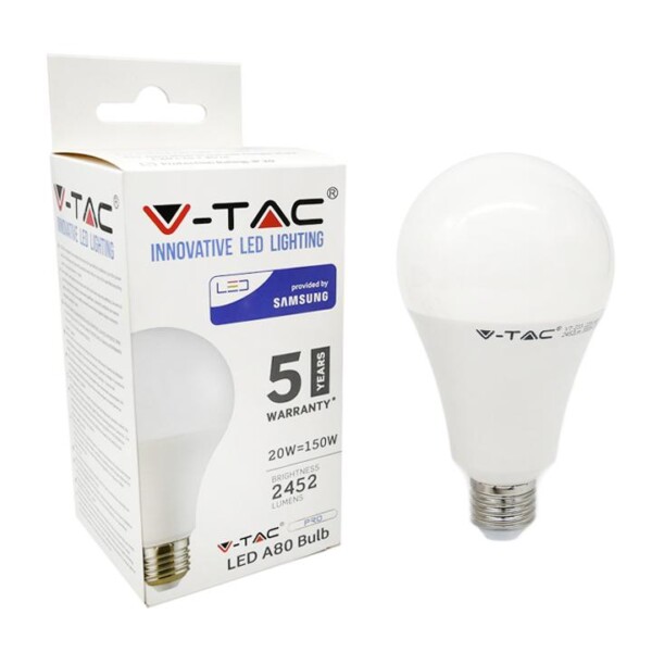 LED LAMPADINA SAMSUNG CHIP 20W E27 A80 PLASTICA 3000K