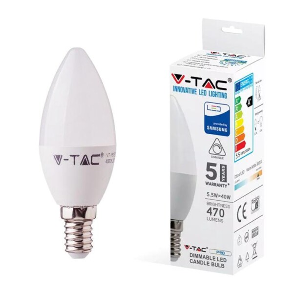 LED LAMPADINA SAMSUNG CHIP 5.5W E14 PLASTICA DIMMERABILE A CANDELA 3000K