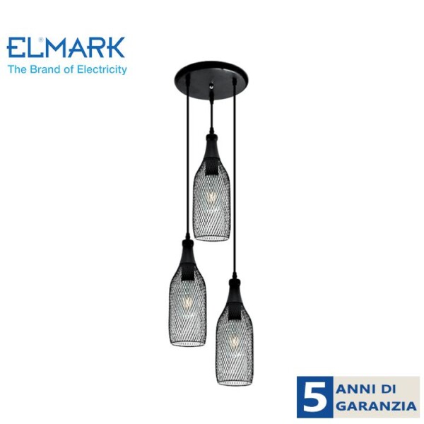 KEN CHANDELIER 3XE27 MATT BLACK