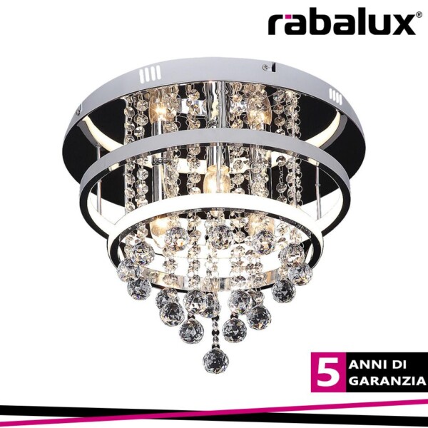 PALLAS, CEILING LAMP,CHROME, METAL BASE WITH WHITE PLASTIC C