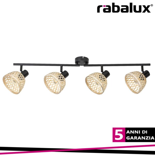 RATTAN, INDOOR METAL RATTAN BAMBOO SPOT LAMP, E14 4X MAX 15W