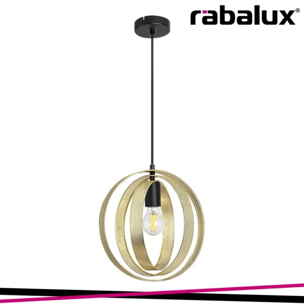 HARLOW, METAL PENDANT LAMP, E27 1XMAX 60W, MATT BLACK, GOLD