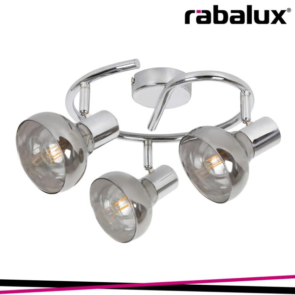 HOLLY, 3 HEADED SPOT WITH SMOKEY GLASS SHADE, WITHOUT LIGHTS