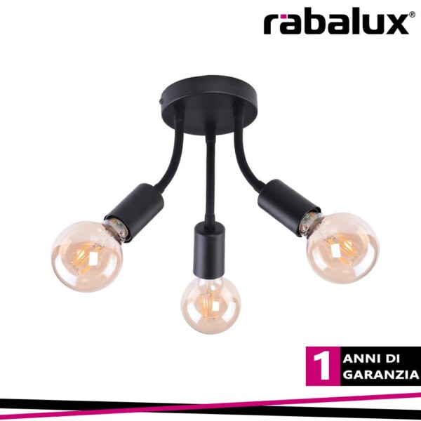 ALMUS, CEILING LAMP, E27 3   MAX 60W, IP20, D350 MM,  BLACK,