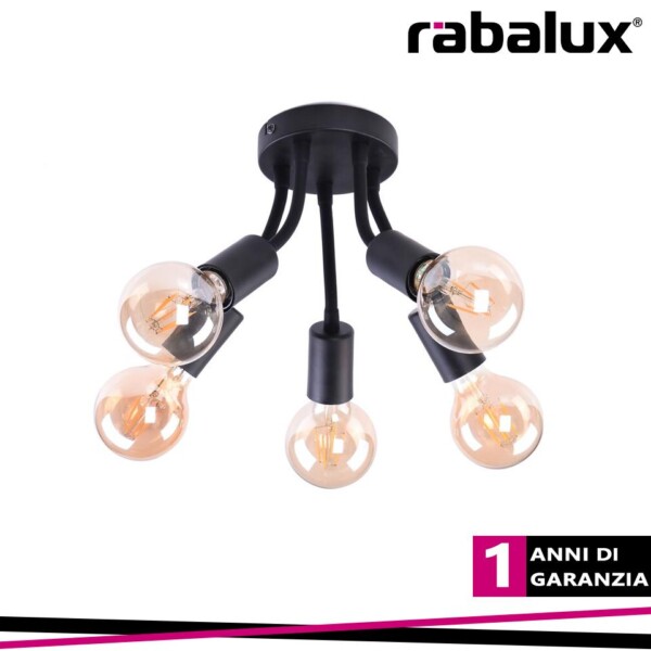 ALMUS, CEILING LAMP, E27 5   MAX 60W, IP20, D350 MM, BLACK,