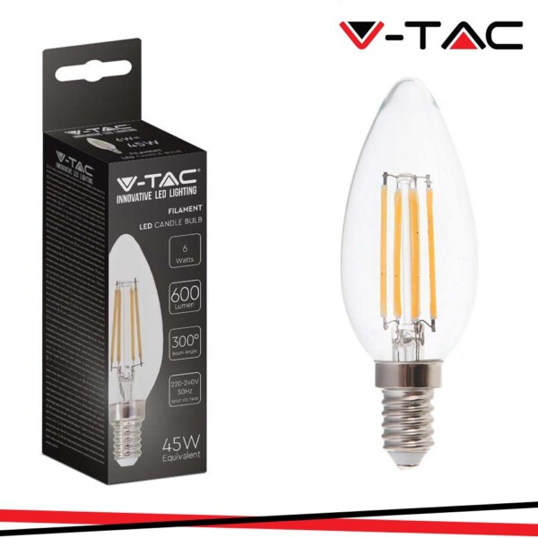 LED LAMPADINA 6W FILAMENTO E14 CLEAR COVER CANDELA 4000K