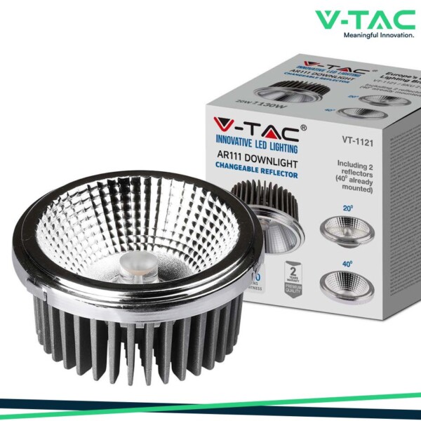 LED LAMPADINA AR111 20W RIFLETTORE INTERCAMBIABILE 40 D/20 D SILVER 6400K