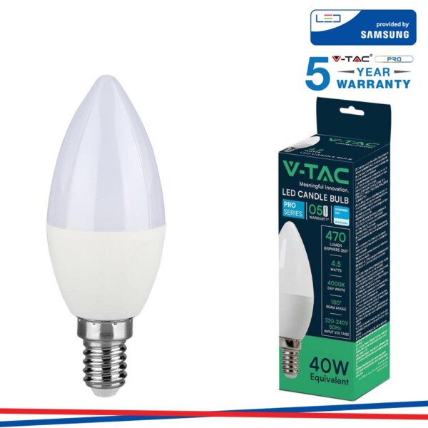 LED LAMPADINA SAMSUNG CHIP 4.5W E14 PLASTICA CANDELA 4000K
