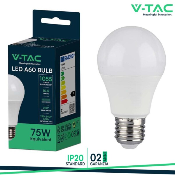 LED LAMPADINA 10.5W E27 A60 THERMOPLASTICA 4000K