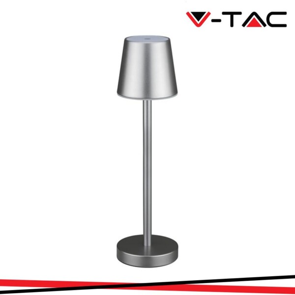 3W LED LAMPADA DA TAVOLO RICARICABILE TOUCH DIMMERABILE CORPO GRIGIO 4000K