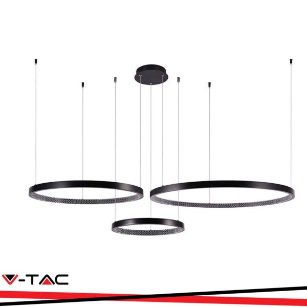 57W LED LAMPADARIO LED A SOSPENSIONE CRYSTAL NERO 3000K
