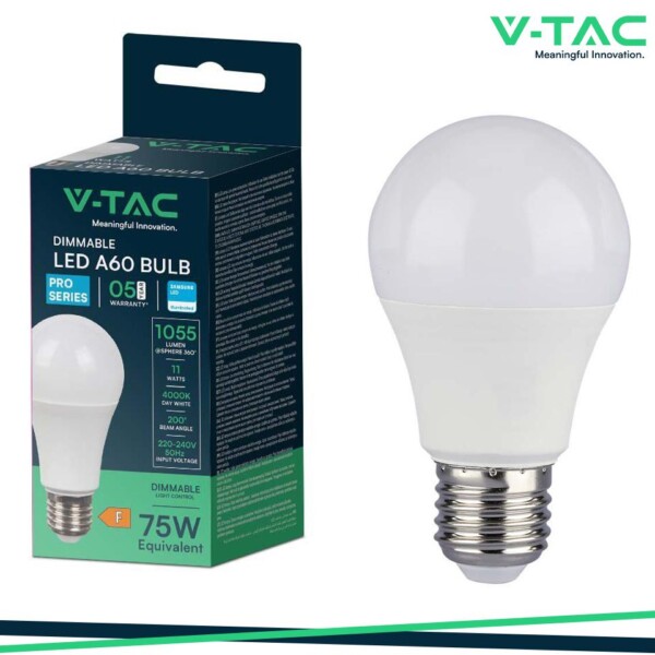 LED LAMPADINA SAMSUNG CHIP 11W E27 A60 DIMMERABILE 4000K