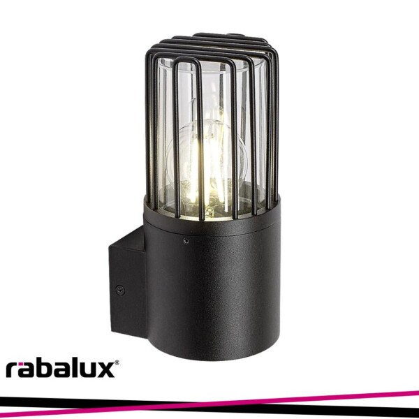 APPLIQUE HAREN, OUTDOOR WALL LAMP, BLACK ALUMINIUM LAMP WITH TRANSPAR