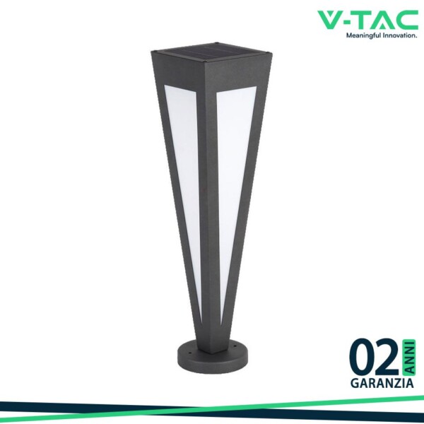 2W PIANTANA SOLARE LED DA GIARDINO 2W 635CM CON TELECOMANDO COLORE NERO 3000K IP65