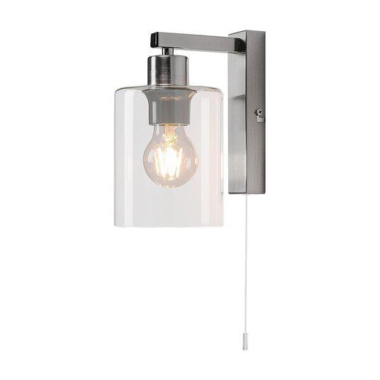 MIROSLAW, GLASS WALL LAMP, E27 1X MAX 40W, SATIN CHROME, WIT