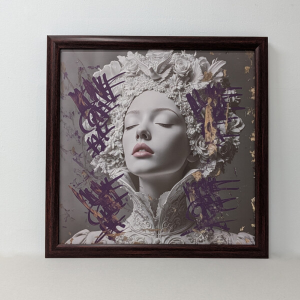 WITIT Quadro Canvas Tela Artistico in Stile Moderno con Cornice in Legno, Arte Contemporanea, Arte Moderna, Donna, Fiori, Bambina, Autunno, Estate, Primavera, Inverno, Mare, Cielo
