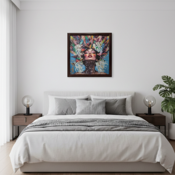 WITIT Quadro Canvas Tela Artistico in Stile Moderno con Cornice in Legno, Arte Contemporanea, Arte Moderna, Donna, Fiori, Bambina, Autunno, Estate, Primavera, Inverno, Mare, Cielo