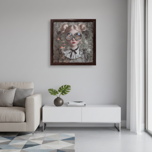 WITIT Quadro Canvas Tela Artistico in Stile Moderno con Cornice in Legno, Arte Contemporanea, Arte Moderna, Donna, Fiori, Bambina, Autunno, Estate, Primavera, Inverno, Mare, Cielo