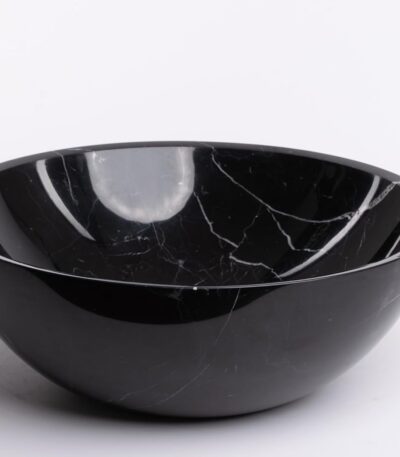 Lavabo da appoggio in marmo rotondo nero