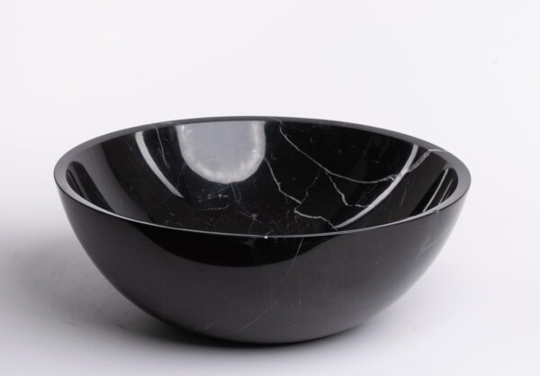 Lavabo da appoggio in marmo rotondo nero