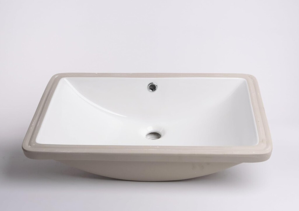 Lavabo da incasso in ceramica bianca rettangolare